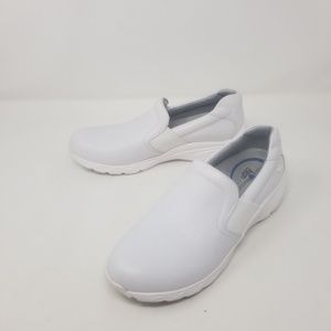Nurse Mates Align Harmony White Leather Slip Resistant Slip On Sneakers Sz 9M